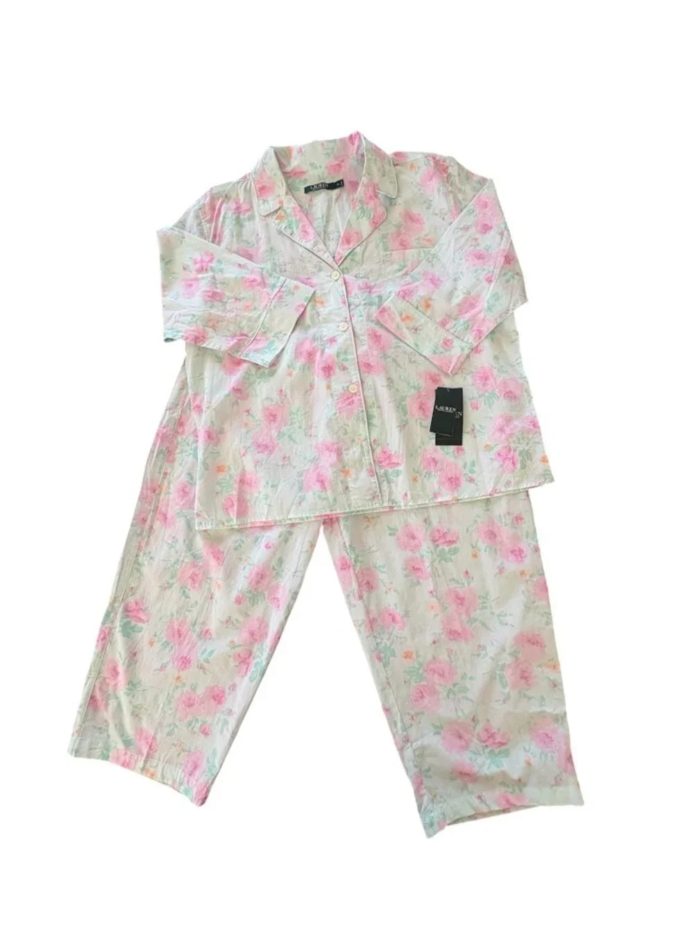 Ralph Lauren Women's Summer Floral Pajama Set 100% Cotton Brand New With Tags XL - Picture 1 of 7